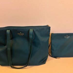 Kate Spade Teal Tote and Pouch Set